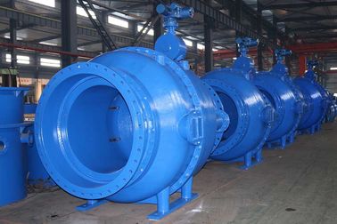 AWWA DN1400 علبة التروس المنظمة المكبس تشغيل صمام درجة حرارة 120 درجة مئوية أقصى لمراقبة التدفق / قطع