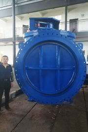 AWWA DN2000 SS304 الصمام الجوي الأزرق القابل للنفط ، الديدان العجلة الكهربائية الصمام القابل للنفط الاتصال الميكانيكي المشترك